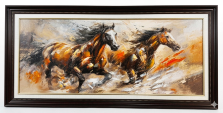 بروز اطار خشبي غامق عرض ١٢٠ سم طول ٦٠ سم  حصانين