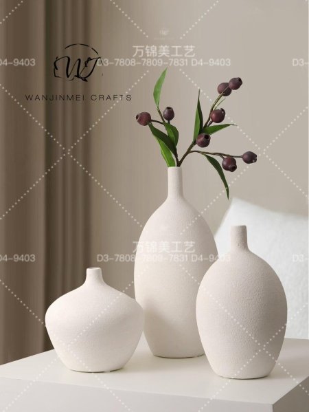 طقم فازات 3 قطع لون ابيض راس